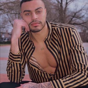 Tan and black dress shirt
